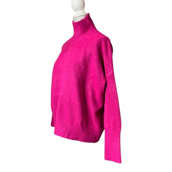 KNIT MIX Boxy Mock Turtleneck Sweater in Raspberry SIZE LARGE - Picture 11 of 14